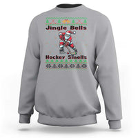 Ugly Christmas Sweater Santa Playing Hockey Sweatshirt Jingle Bells Hockey Smells - Wonder Print Shop