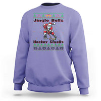 Ugly Christmas Sweater Santa Playing Hockey Sweatshirt Jingle Bells Hockey Smells - Wonder Print Shop