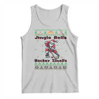 Ugly Christmas Sweater Santa Playing Hockey Tank Top Jingle Bells Hockey Smells - Wonder Print Shop