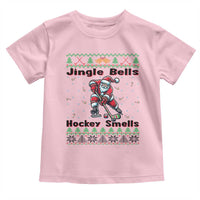 Ugly Christmas Sweater Santa Playing Hockey Toddler T Shirt Jingle Bells Hockey Smells - Wonder Print Shop