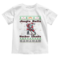 Ugly Christmas Sweater Santa Playing Hockey Toddler T Shirt Jingle Bells Hockey Smells - Wonder Print Shop