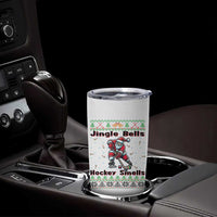 Ugly Christmas Sweater Santa Playing Hockey Tumbler Cup Jingle Bells Hockey Smells - Wonder Print Shop