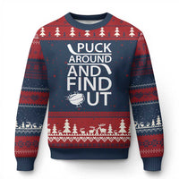 Puck Around And Find Out Ugly Christmas Sweater Hockey Lover Gift - Wonder Print Shop