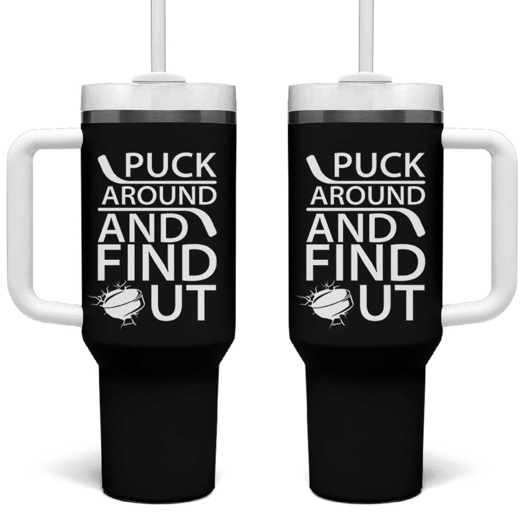 Puck Around And Find Out Tumbler With Handle Hockey Lover Gift - Wonder Print Shop