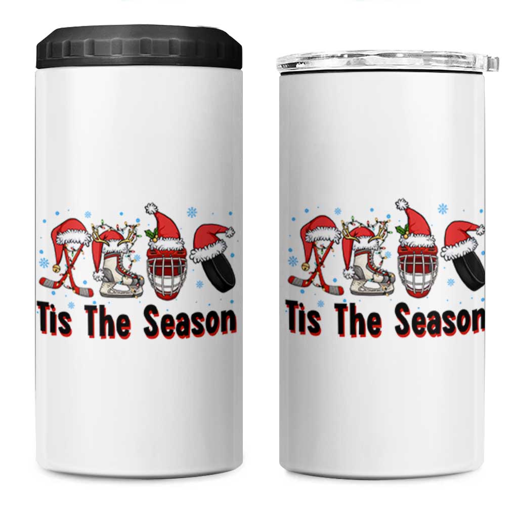 Funny Ice Hockey Christmas Gift 4 in 1 Can Cooler Tumbler Tis The Season - Wonder Print Shop