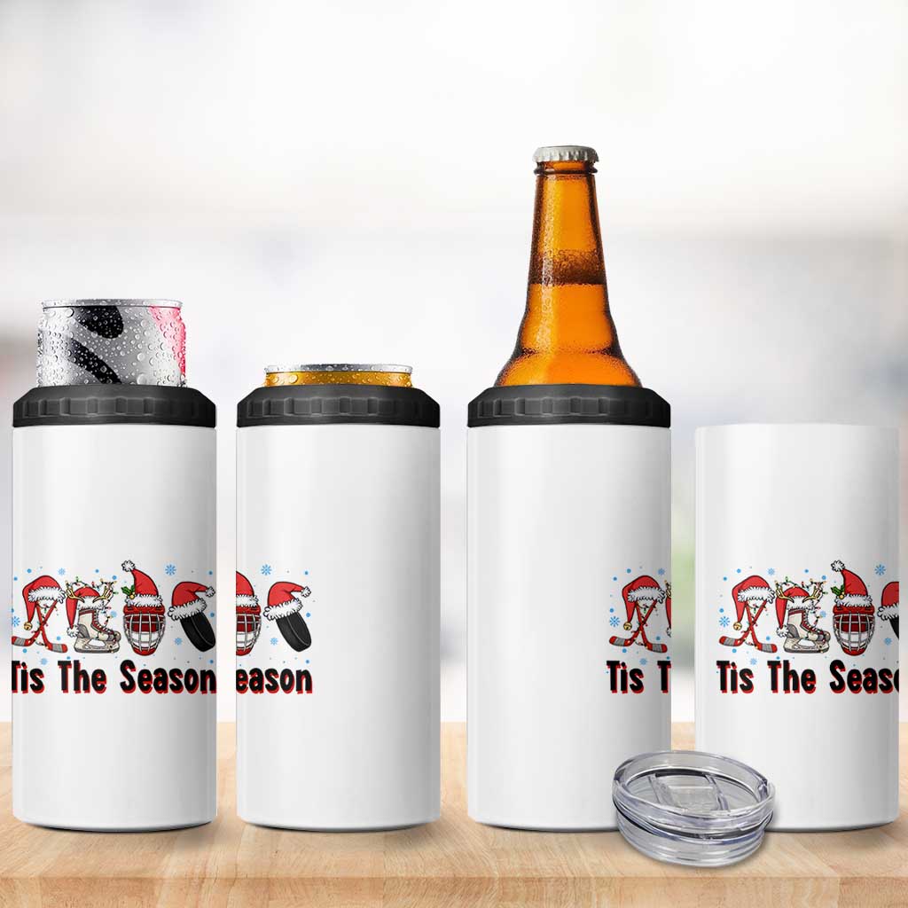 Funny Ice Hockey Christmas Gift 4 in 1 Can Cooler Tumbler Tis The Season - Wonder Print Shop