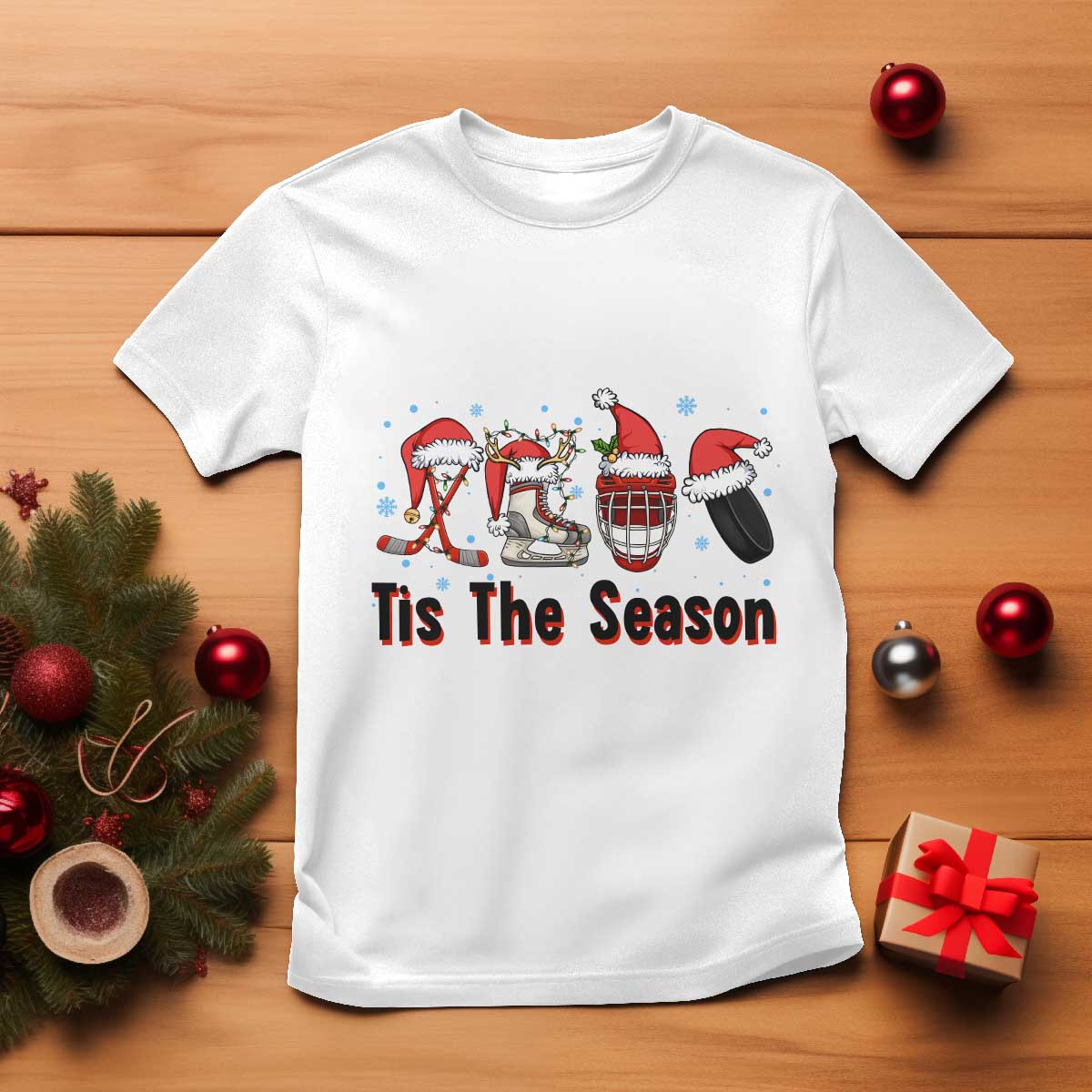 Funny Ice Hockey Christmas Gift T Shirt Tis The Season - Wonder Print Shop