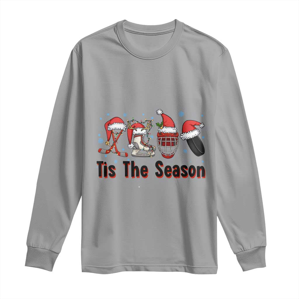 Funny Ice Hockey Christmas Gift Long Sleeve Shirt Tis The Season - Wonder Print Shop