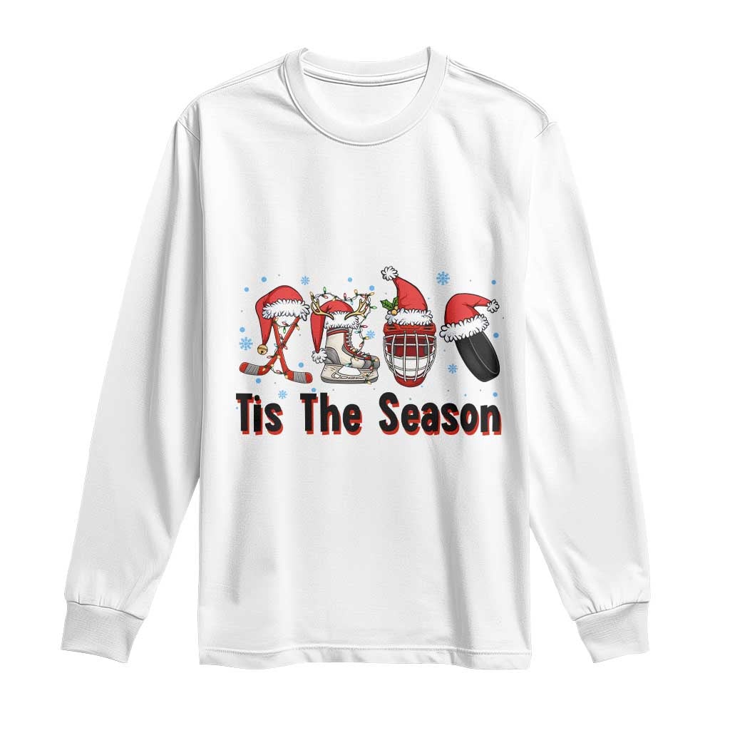 Funny Ice Hockey Christmas Gift Long Sleeve Shirt Tis The Season - Wonder Print Shop