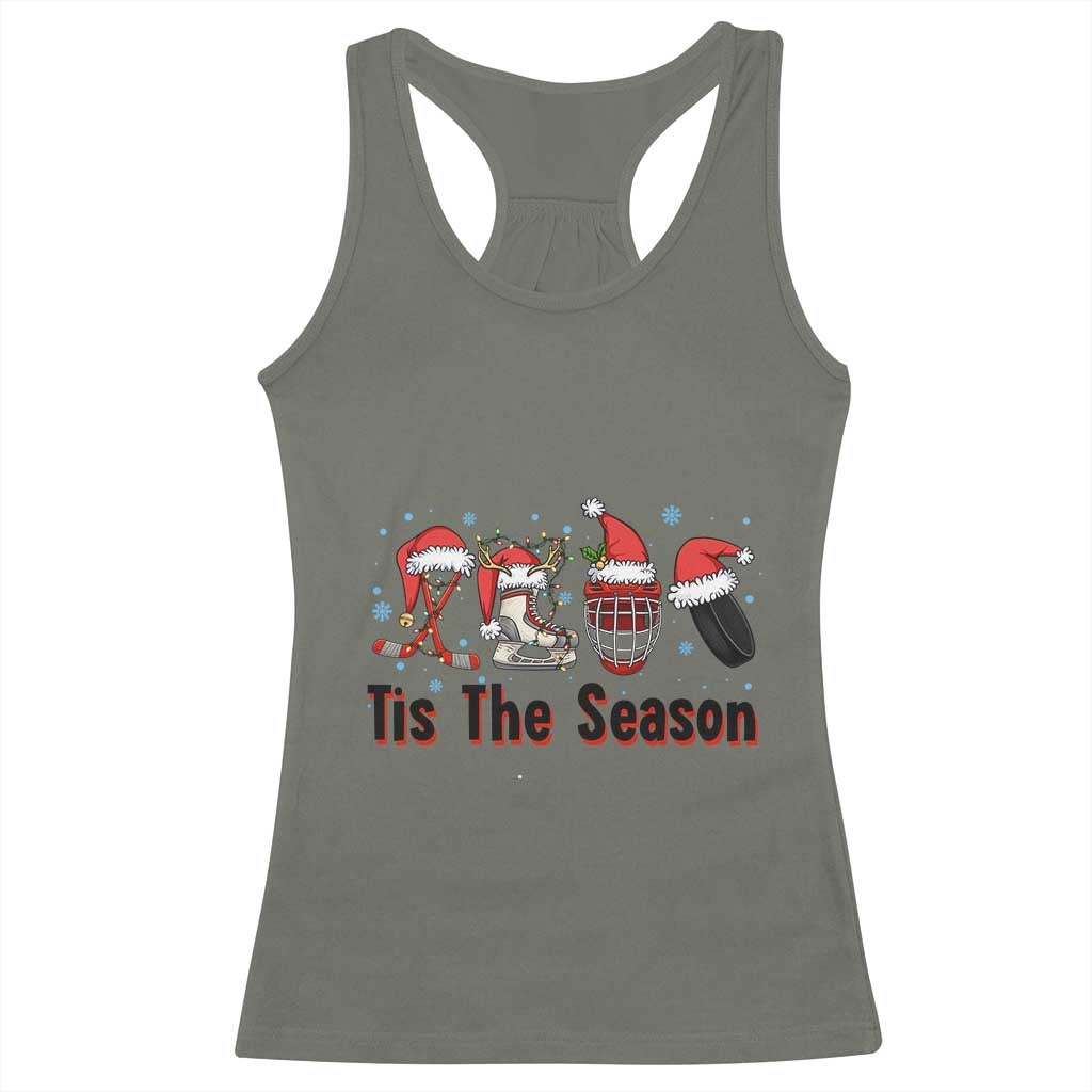 Funny Ice Hockey Christmas Gift Racerback Tank Top Tis The Season - Wonder Print Shop