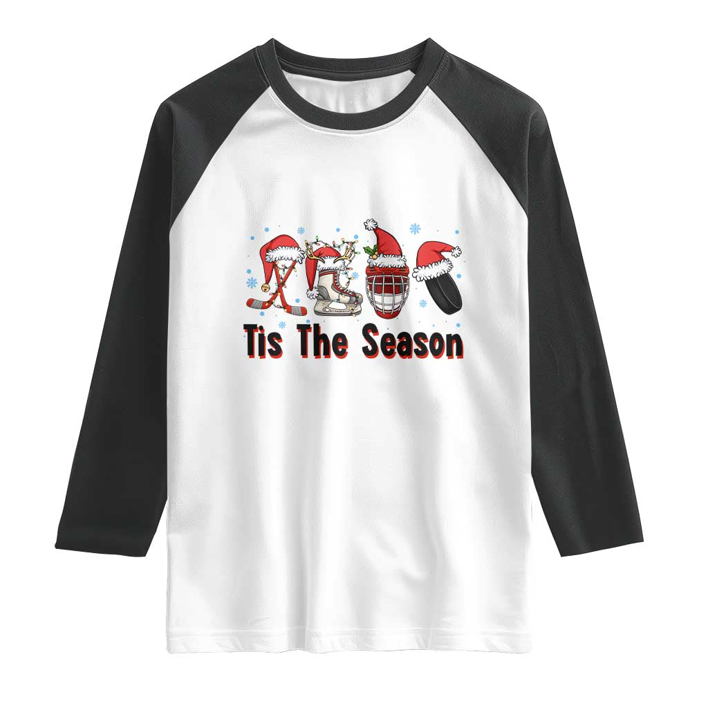 Funny Ice Hockey Christmas Gift Raglan Shirt Tis The Season - Wonder Print Shop