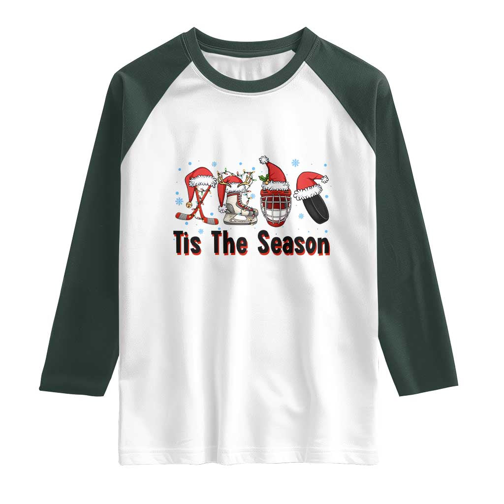 Funny Ice Hockey Christmas Gift Raglan Shirt Tis The Season - Wonder Print Shop