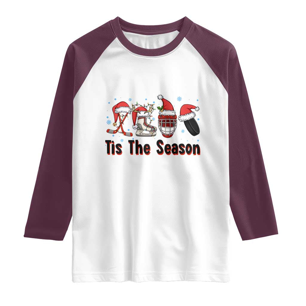 Funny Ice Hockey Christmas Gift Raglan Shirt Tis The Season - Wonder Print Shop