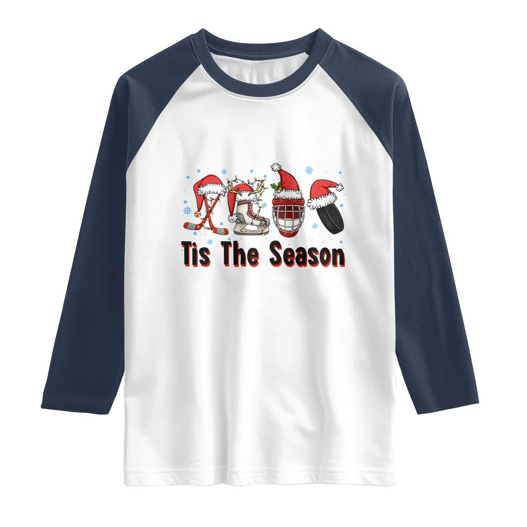 Funny Ice Hockey Christmas Gift Raglan Shirt Tis The Season - Wonder Print Shop