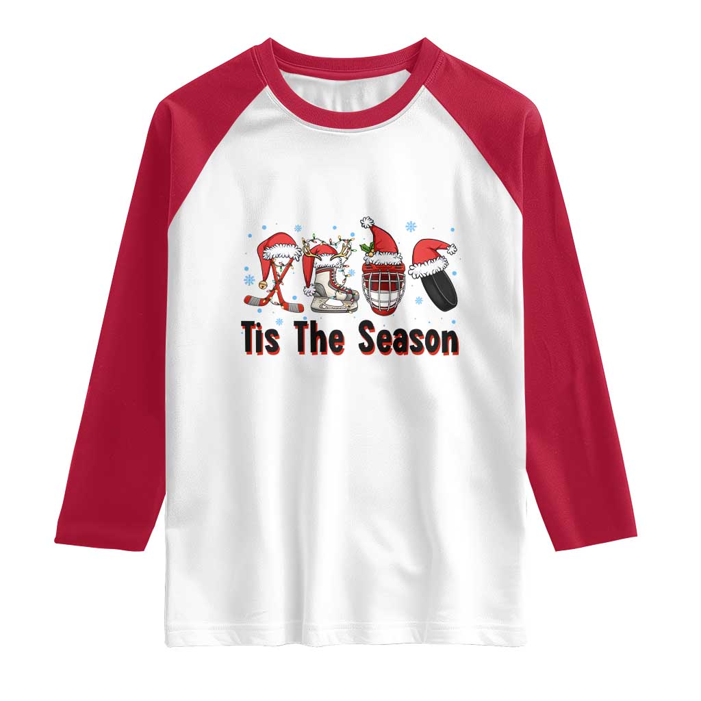 Funny Ice Hockey Christmas Gift Raglan Shirt Tis The Season - Wonder Print Shop