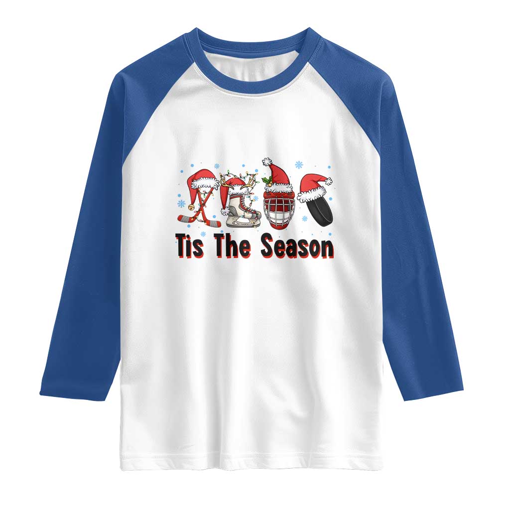 Funny Ice Hockey Christmas Gift Raglan Shirt Tis The Season - Wonder Print Shop