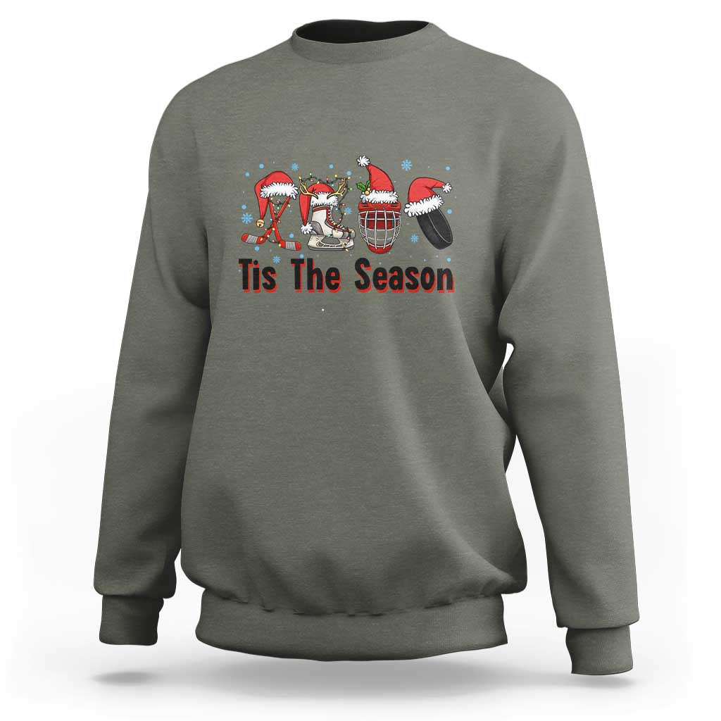 Funny Ice Hockey Christmas Gift Sweatshirt Tis The Season - Wonder Print Shop