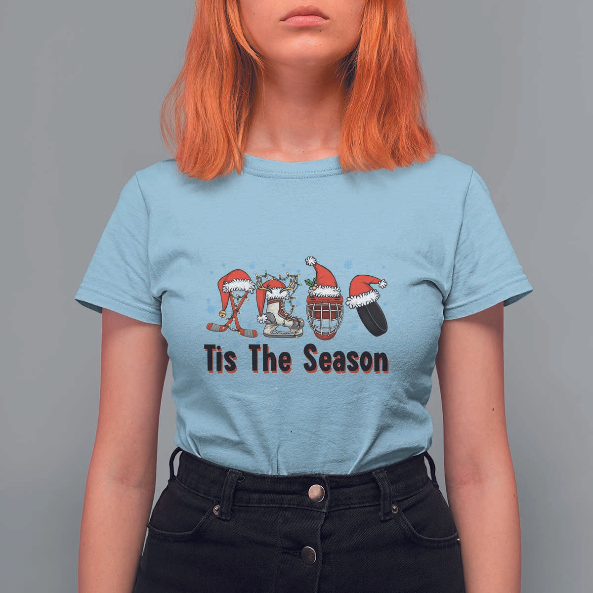 Funny Ice Hockey Christmas Gift T Shirt For Women Tis The Season - Wonder Print Shop