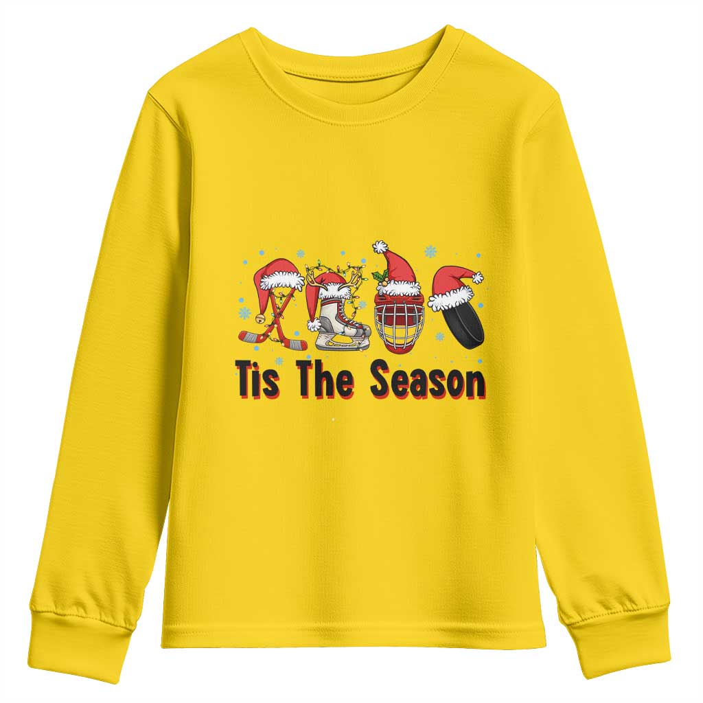 Funny Ice Hockey Christmas Gift Youth Sweatshirt Tis The Season - Wonder Print Shop