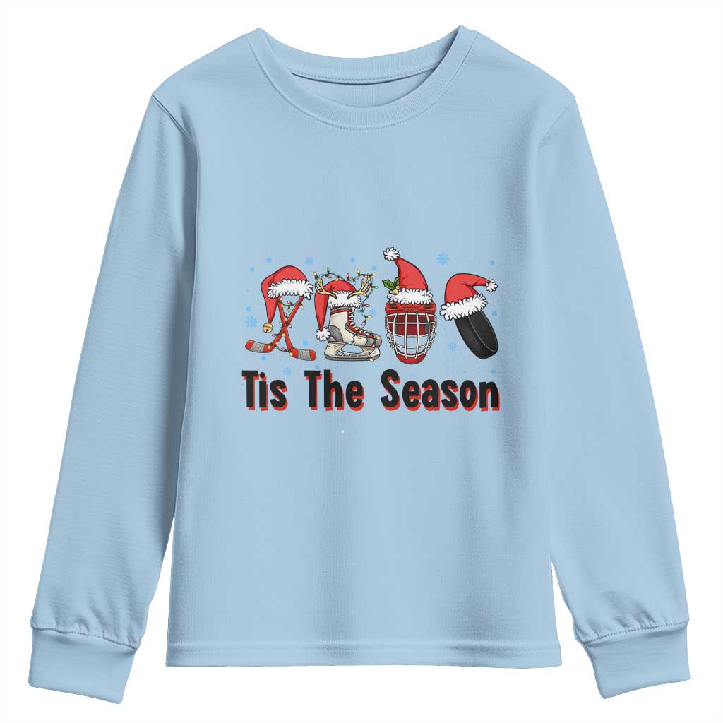 Funny Ice Hockey Christmas Gift Youth Sweatshirt Tis The Season - Wonder Print Shop