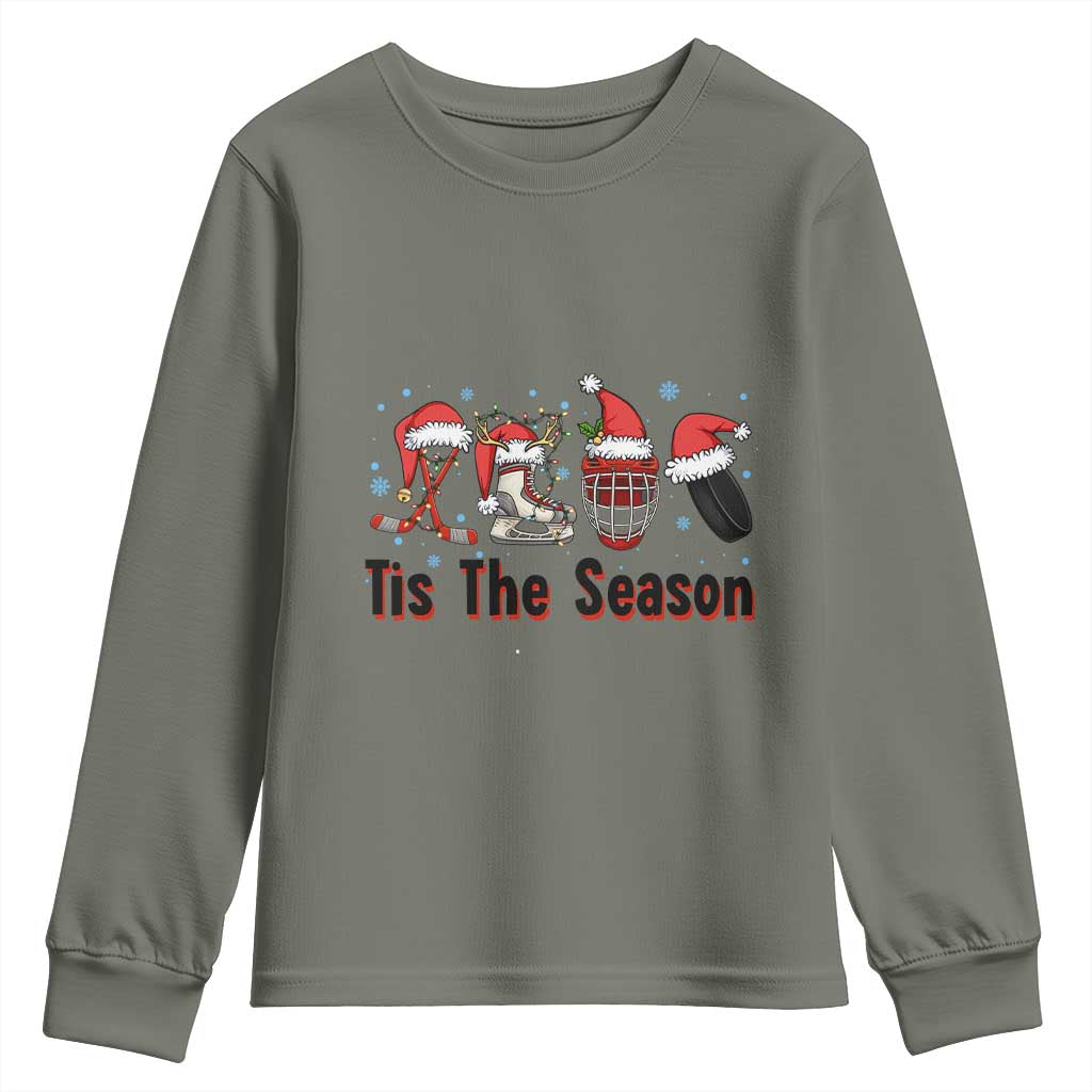 Funny Ice Hockey Christmas Gift Youth Sweatshirt Tis The Season - Wonder Print Shop