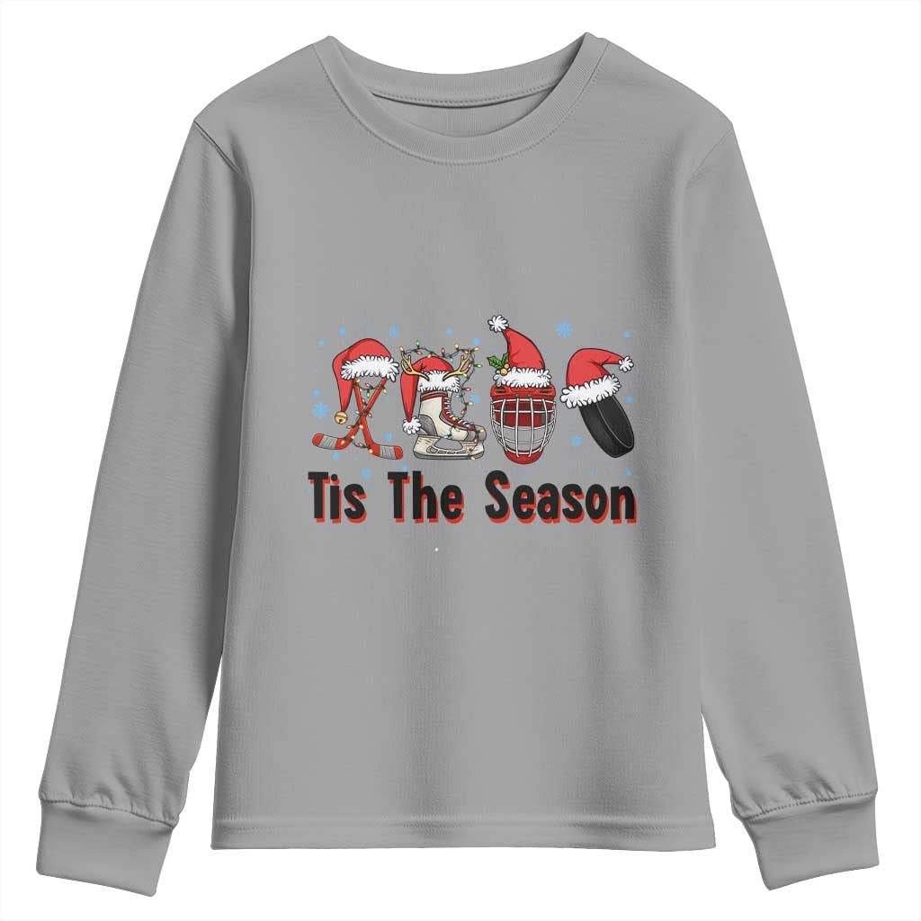 Funny Ice Hockey Christmas Gift Youth Sweatshirt Tis The Season - Wonder Print Shop