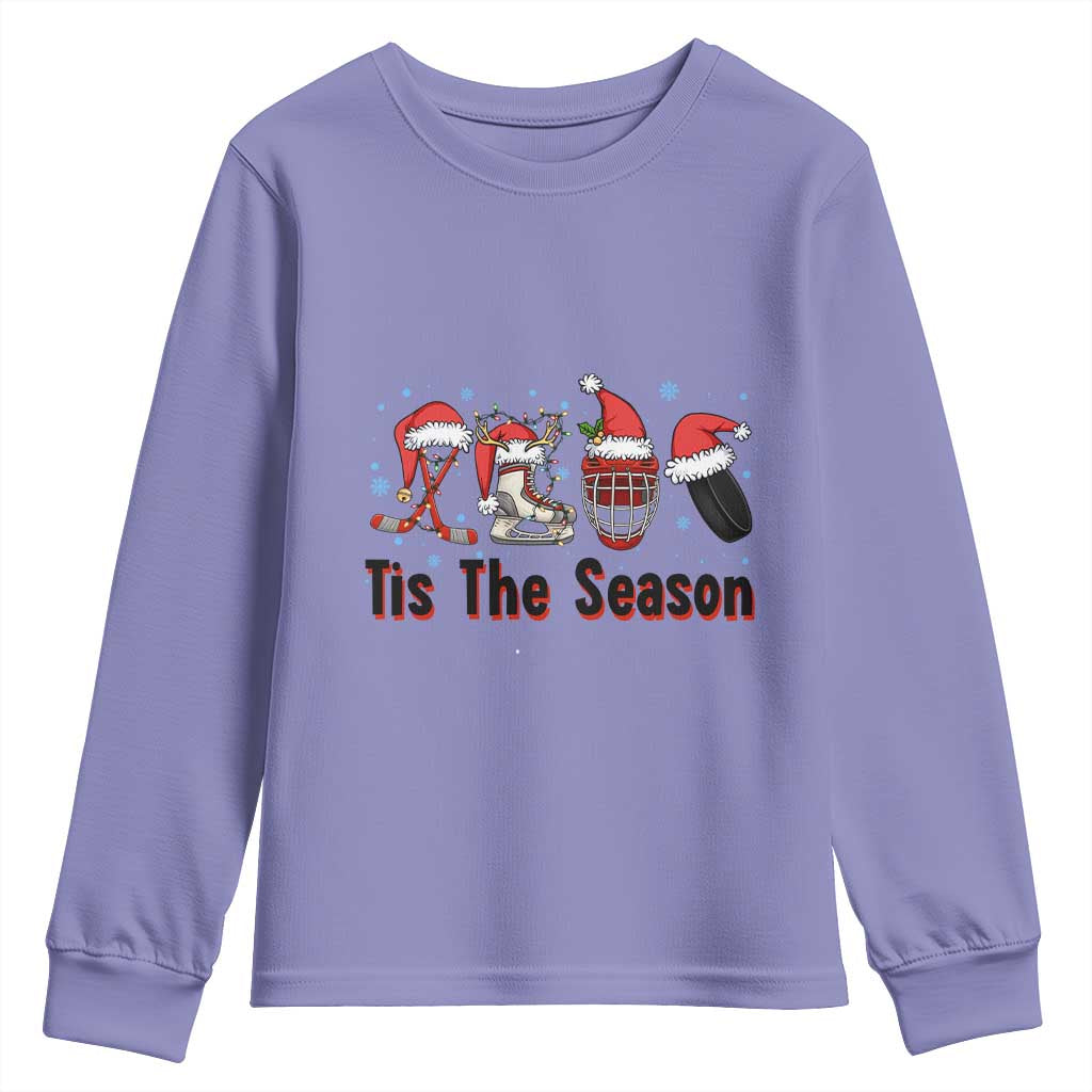 Funny Ice Hockey Christmas Gift Youth Sweatshirt Tis The Season - Wonder Print Shop