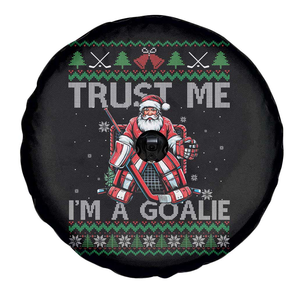 Trust Me Im A Goalie Spare Tire Cover Santa Hockey Goalie Ugly Sweater Gift - Wonder Print Shop