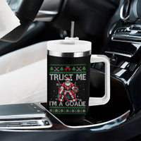 Trust Me Im A Goalie Tumbler With Handle Santa Hockey Goalie Ugly Sweater Gift - Wonder Print Shop
