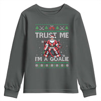 Trust Me Im A Goalie Youth Sweatshirt Santa Hockey Goalie Ugly Sweater Gift - Wonder Print Shop