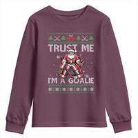 Trust Me Im A Goalie Youth Sweatshirt Santa Hockey Goalie Ugly Sweater Gift - Wonder Print Shop