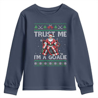 Trust Me Im A Goalie Youth Sweatshirt Santa Hockey Goalie Ugly Sweater Gift - Wonder Print Shop