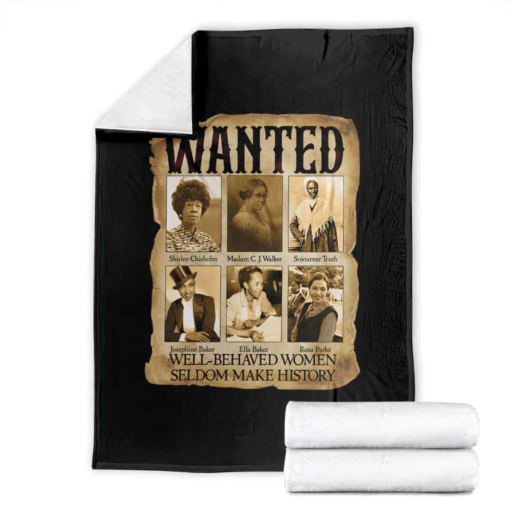 Well Behaved Women Seldom Make History Throw Blanket Vintage Feminist Poster - Wonder Print Shop