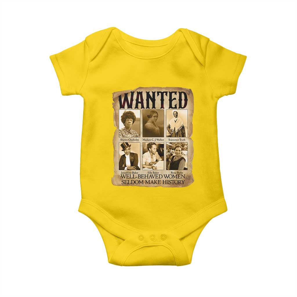 Well Behaved Women Seldom Make History Baby Onesie Vintage Feminist Poster - Wonder Print Shop