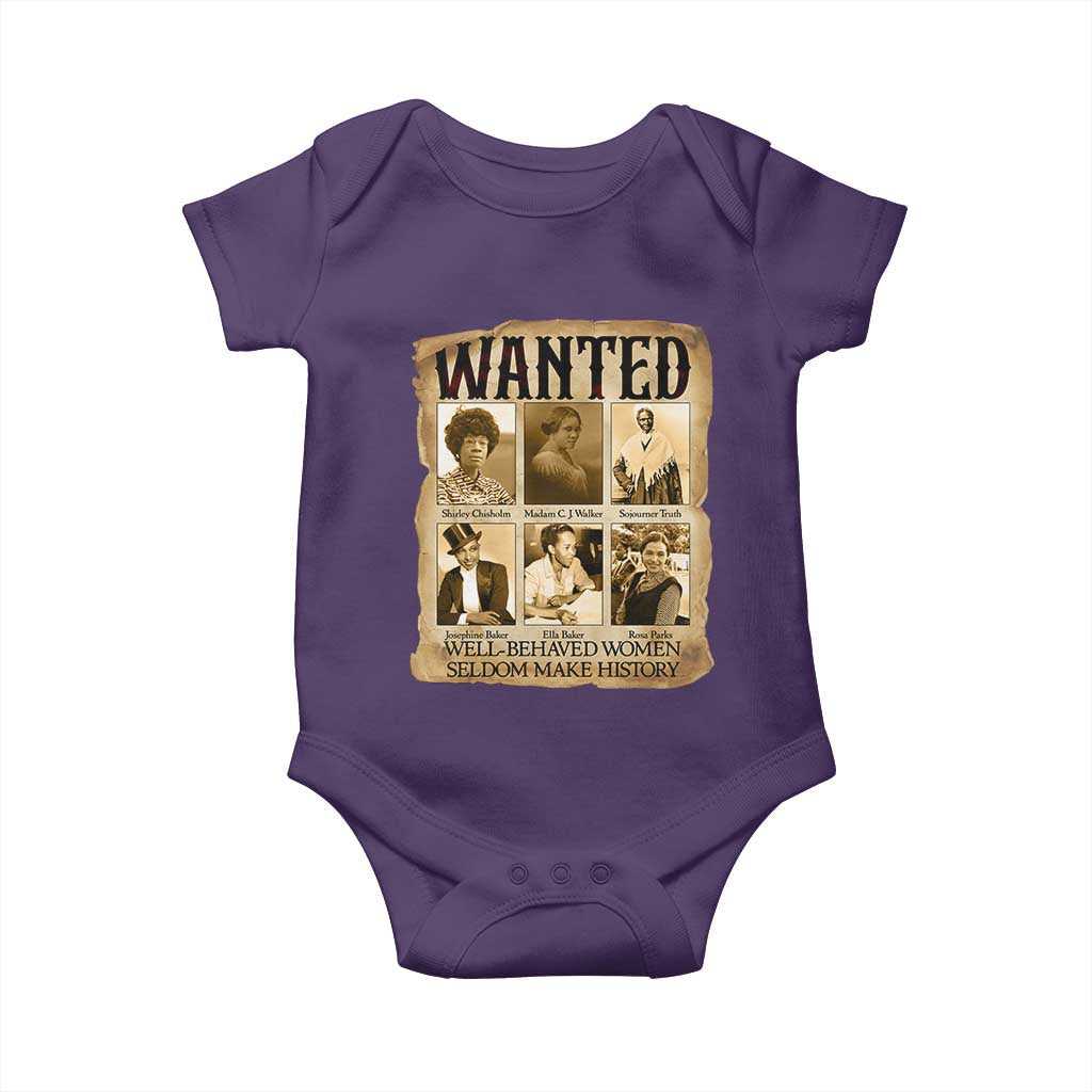 Well Behaved Women Seldom Make History Baby Onesie Vintage Feminist Poster - Wonder Print Shop