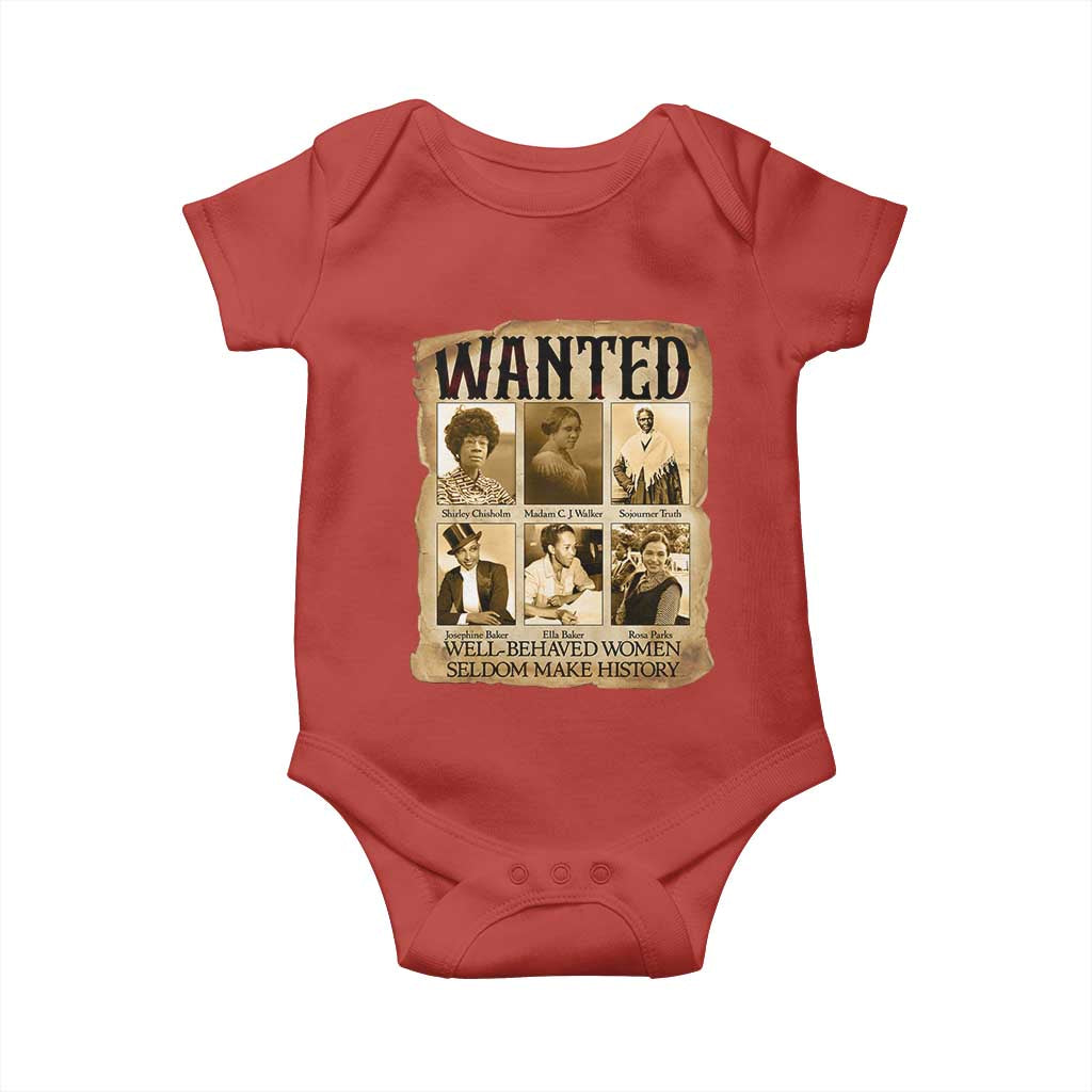 Well Behaved Women Seldom Make History Baby Onesie Vintage Feminist Poster - Wonder Print Shop