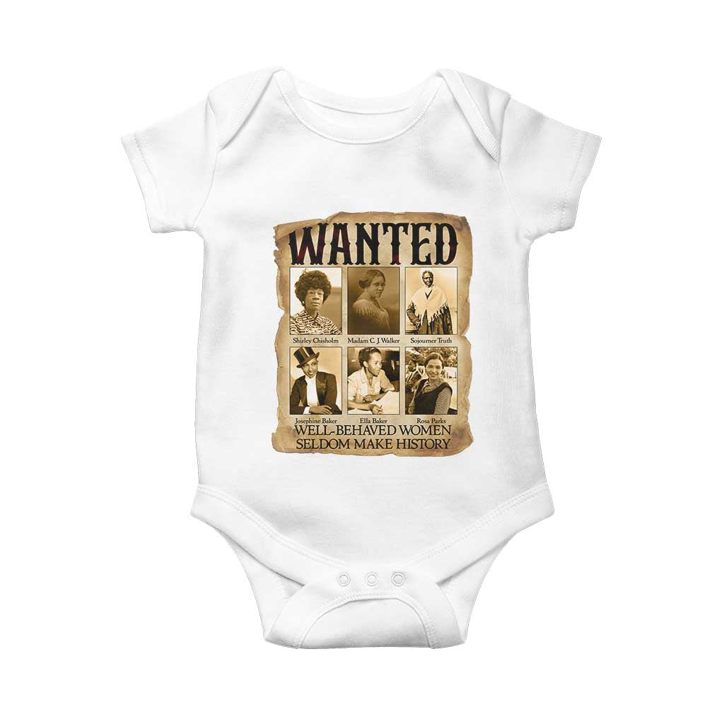 Well Behaved Women Seldom Make History Baby Onesie Vintage Feminist Poster - Wonder Print Shop