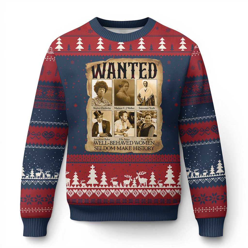 Well Behaved Women Seldom Make History Ugly Christmas Sweater Vintage Feminist Poster - Wonder Print Shop
