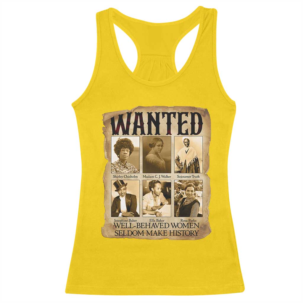 Well Behaved Women Seldom Make History Racerback Tank Top Vintage Feminist Poster - Wonder Print Shop