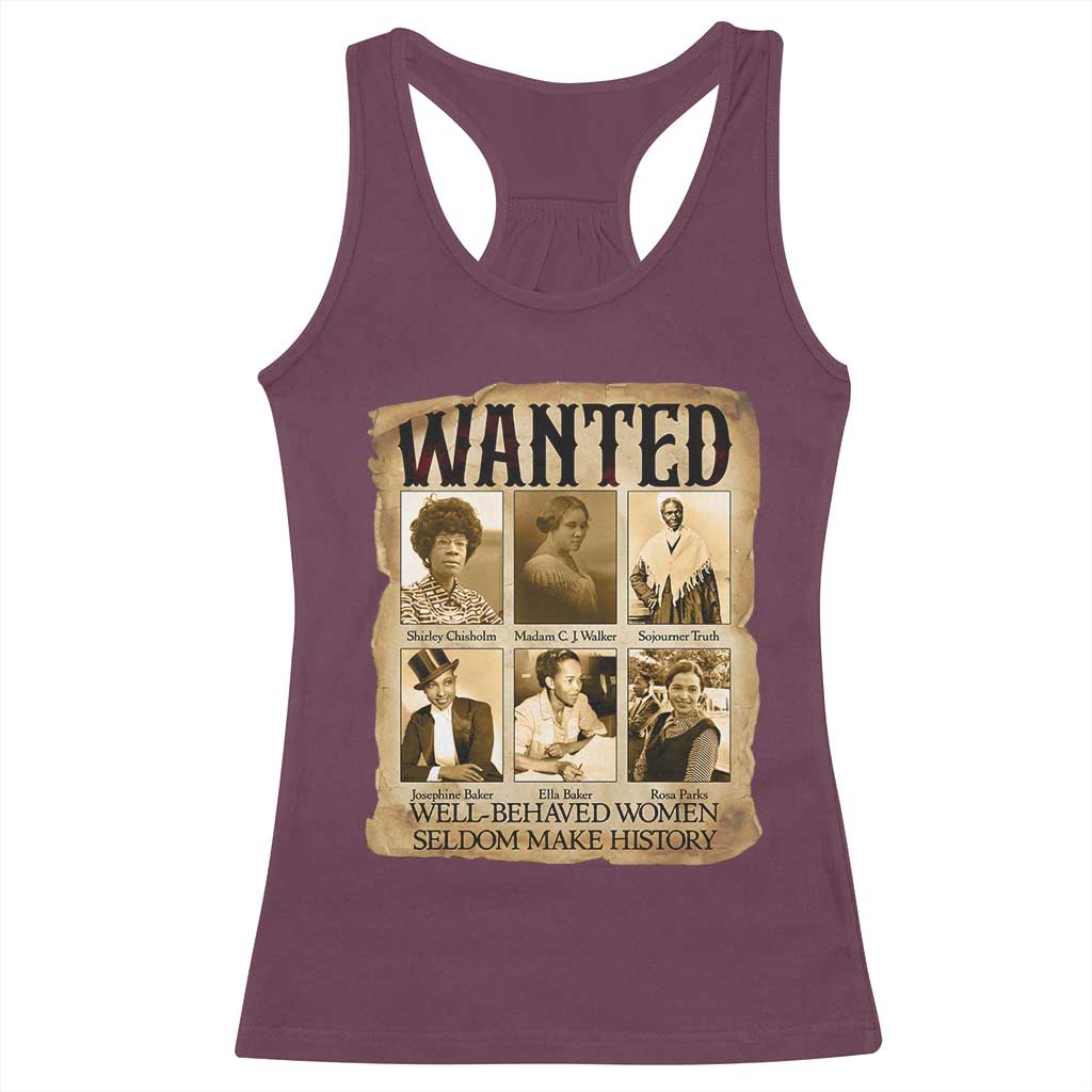 Well Behaved Women Seldom Make History Racerback Tank Top Vintage Feminist Poster - Wonder Print Shop