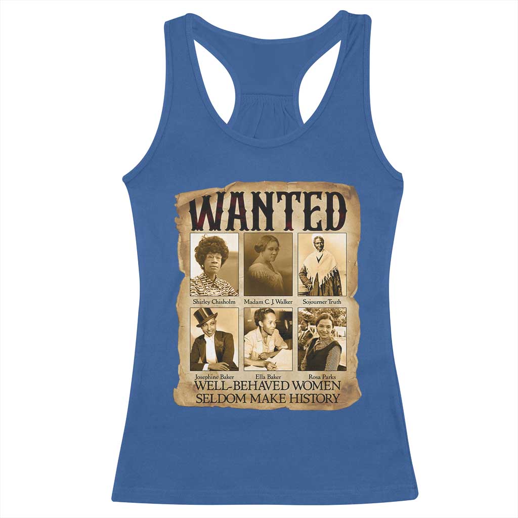Well Behaved Women Seldom Make History Racerback Tank Top Vintage Feminist Poster - Wonder Print Shop