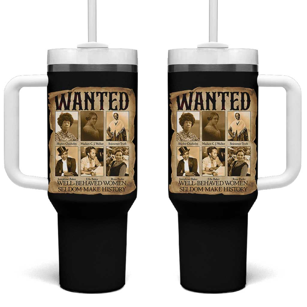 Well Behaved Women Seldom Make History Tumbler With Handle Vintage Feminist Poster - Wonder Print Shop