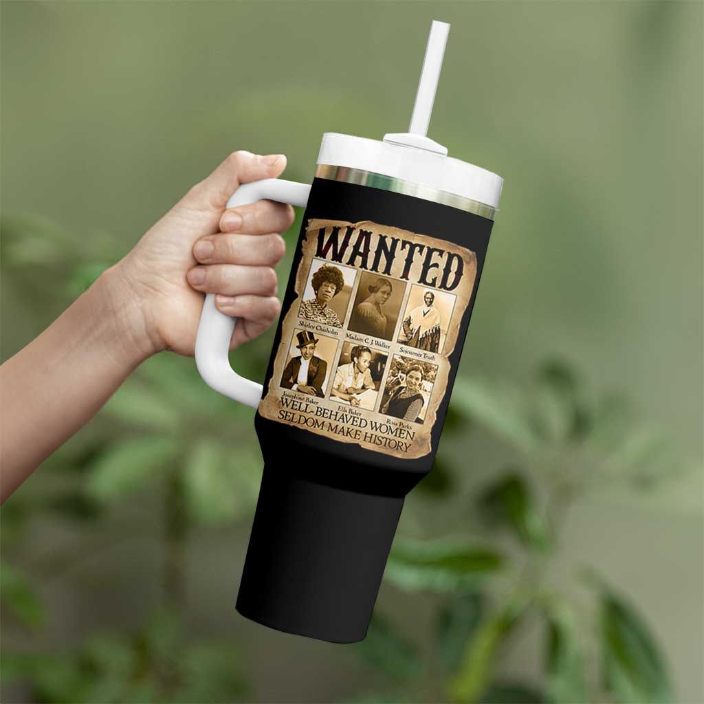 Well Behaved Women Seldom Make History Tumbler With Handle Vintage Feminist Poster - Wonder Print Shop