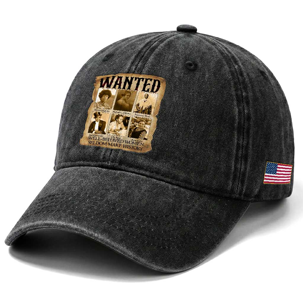 Well Behaved Women Seldom Make History Washed Cotton Baseball Cap Vintage Feminist Poster