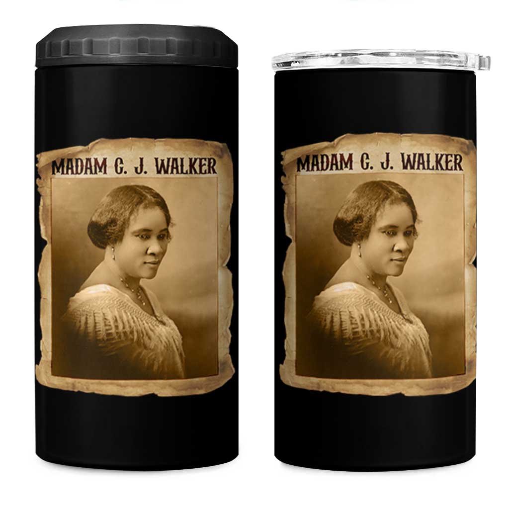 Madam CJ Walker 4 in 1 Can Cooler Tumbler Female Empowerment History Gift - Wonder Print Shop