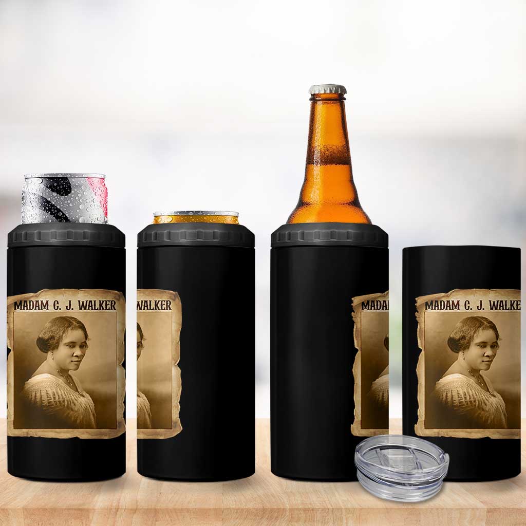 Madam CJ Walker 4 in 1 Can Cooler Tumbler Female Empowerment History Gift - Wonder Print Shop