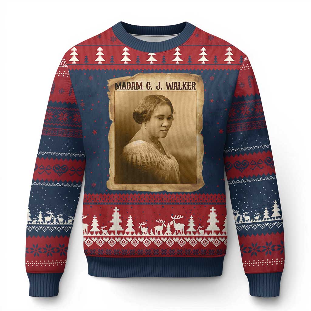 Madam CJ Walker Ugly Christmas Sweater Female Empowerment History Gift - Wonder Print Shop