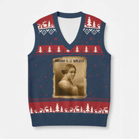 Madam CJ Walker V-Neck Knit Sweater Vest Female Empowerment History Gift - Wonder Print Shop