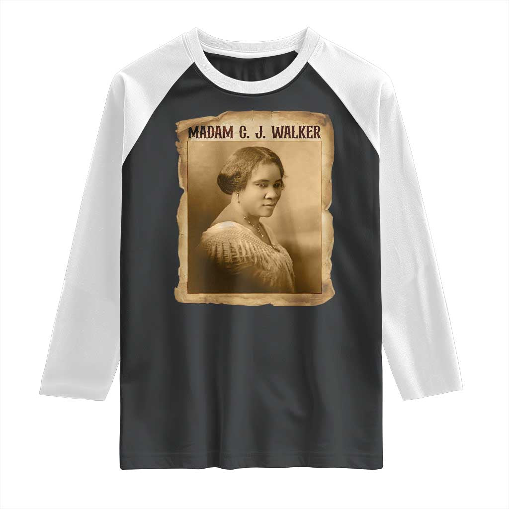 Madam CJ Walker Raglan Shirt Female Empowerment History Gift - Wonder Print Shop