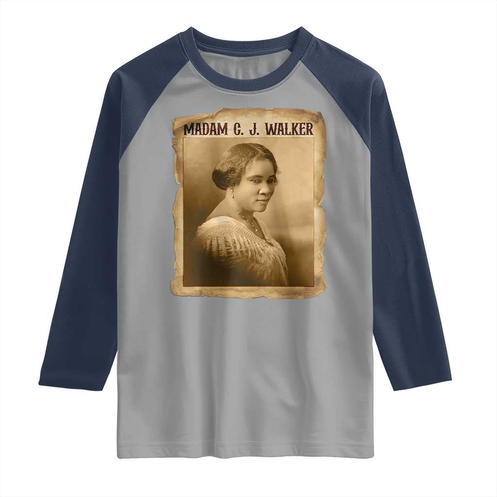 Madam CJ Walker Raglan Shirt Female Empowerment History Gift - Wonder Print Shop